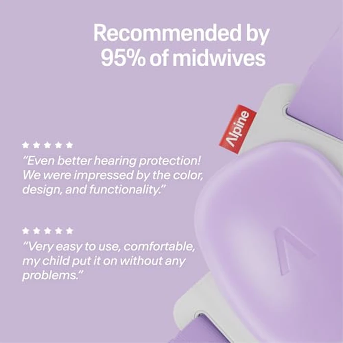 Alpine Muffy Baby Comfort - Protects Hearing for Babies and Toddlers - CE & ANSI Certified - Headband for Safe fit & Comfort - Adjustable for Ages 3-48 Months - 24dB Sound Reduction, Purple by Alpine Hearing Protection - Image 5