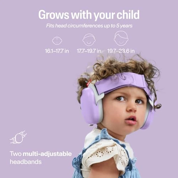 Alpine Muffy Baby Comfort - Protects Hearing for Babies and Toddlers - CE & ANSI Certified - Headband for Safe fit & Comfort - Adjustable for Ages 3-48 Months - 24dB Sound Reduction, Purple by Alpine Hearing Protection - Image 7