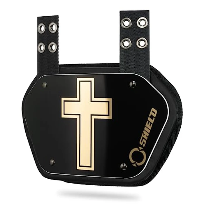 O Shield Golden Cross Chrome Football Back Plate, Lower Back Pads for Football Players, Rear Protector, Golden Cross, Youth Fit by O SHIELD - Used - Acceptable condition