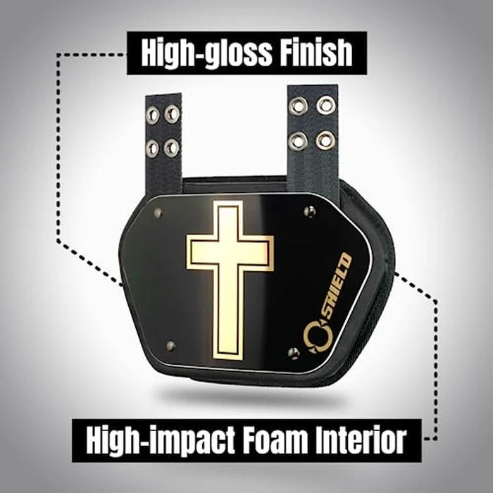 O Shield Golden Cross Chrome Football Back Plate, Lower Back Pads for Football Players, Rear Protector, Golden Cross, Youth Fit by O SHIELD - Image 3
