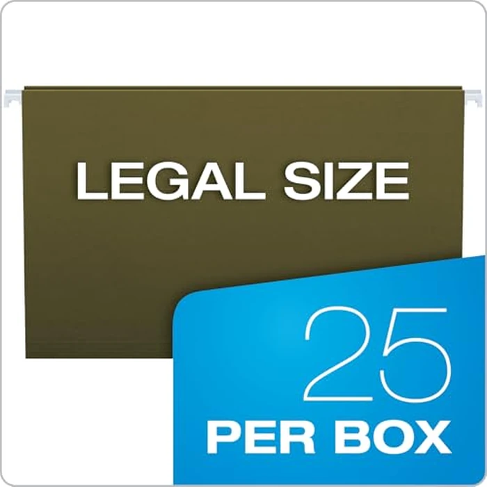 Pendaflex Hanging File Folders, Legal Size, Standard Green, 25/Box, Smooth Glide Rods, Recycled Paper, Light Interior, Durable Organization for Office or Home Filing Systems by Pendaflex - Image 3