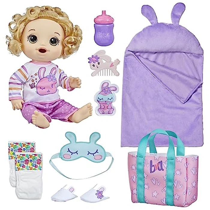 Baby Alive Bunny Sleepover Baby Doll, Bedtime-Themed 12-Inch Dolls, Sleeping Bag & Bunny-Themed Doll Accessories, Toys for 3 Year Old Girls and Boys and Up, Blonde Hair (Amazon Exclusive) by Baby Alive - Used - Like New condition - US$30.13