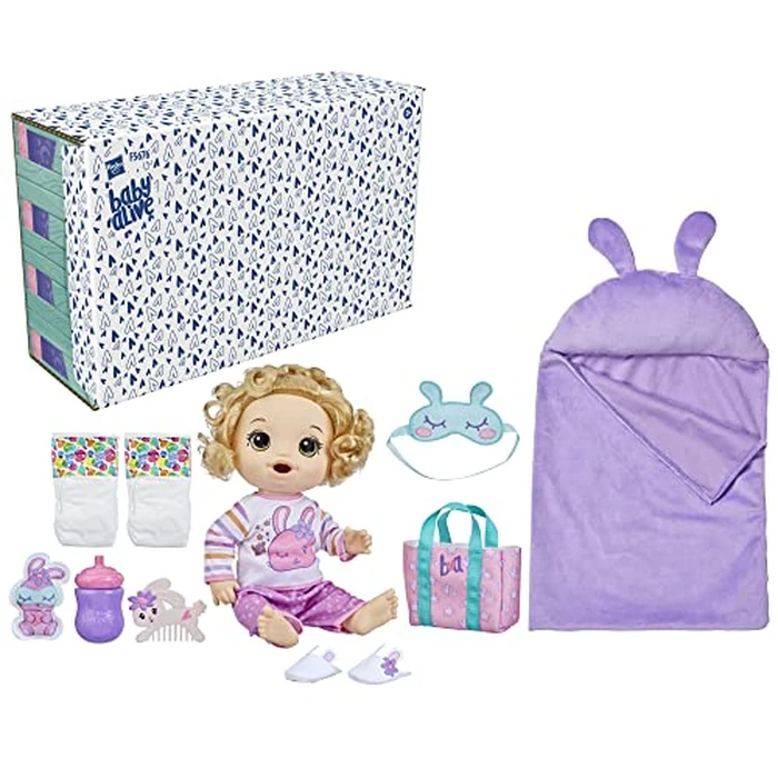 Baby Alive Bunny Sleepover Baby Doll, Bedtime-Themed 12-Inch Dolls, Sleeping Bag & Bunny-Themed Doll Accessories, Toys for 3 Year Old Girls and Boys and Up, Blonde Hair (Amazon Exclusive) by Baby Alive - Image 2