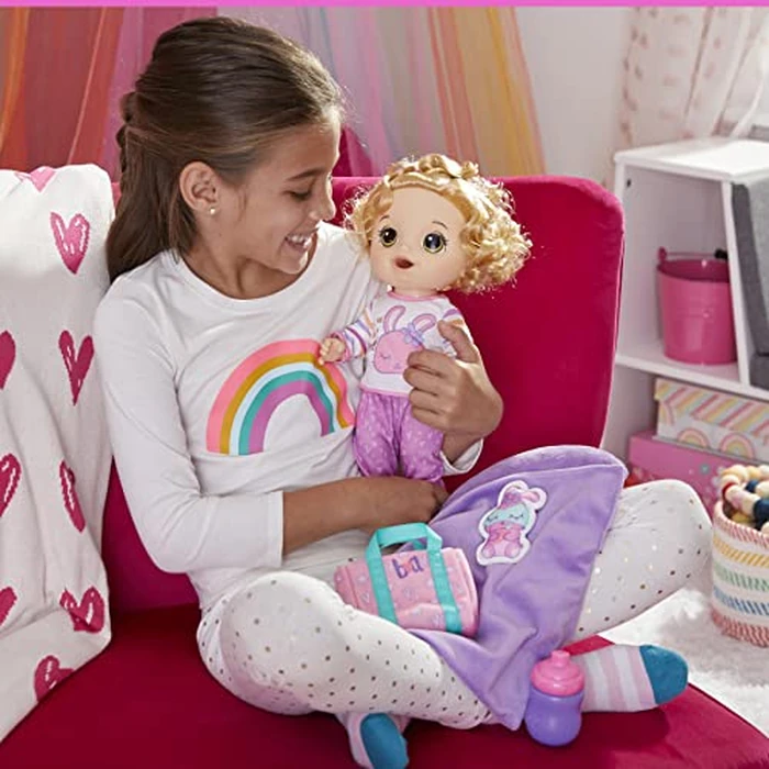 Baby Alive Bunny Sleepover Baby Doll, Bedtime-Themed 12-Inch Dolls, Sleeping Bag & Bunny-Themed Doll Accessories, Toys for 3 Year Old Girls and Boys and Up, Blonde Hair (Amazon Exclusive) by Baby Alive - Image 5