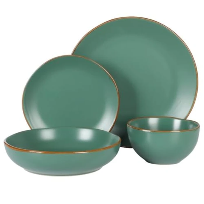 Gibson Home Hazeltine 16-Piece Green Stoneware Dinnerware Set - Plates and Bowls, Durable Ceramic Kitchen Dinner Set by Gibson Home - Image 6