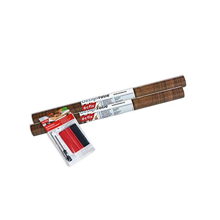 d-c-fix 346-0037-2PKA Decorative Self-Adhesive Film, Medium Walnut, 17" x 78" Roll, 2-Pack with Applicator by d-c-fix - Image 2