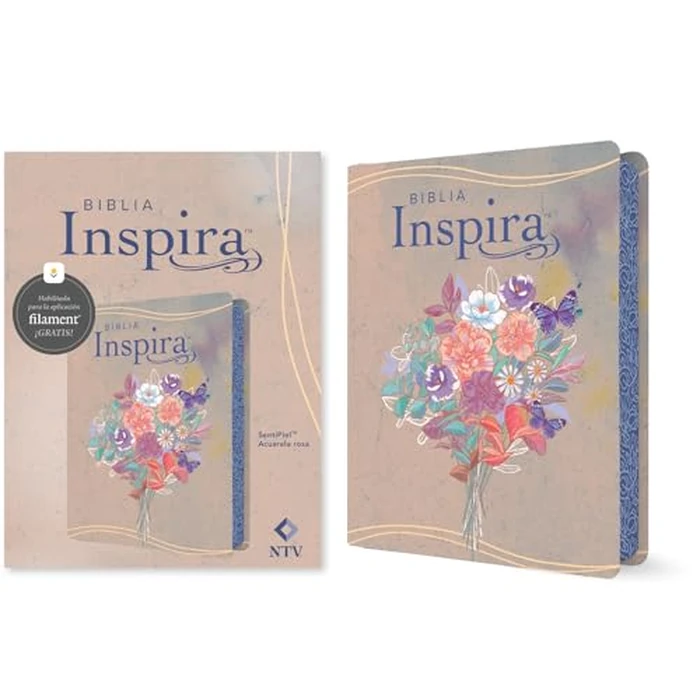 Biblia Inspira NTV con Filament (SentiPiel, Acuarela rosa) (Spanish Edition) by Tyndale - Used - Like New condition - US$29.49