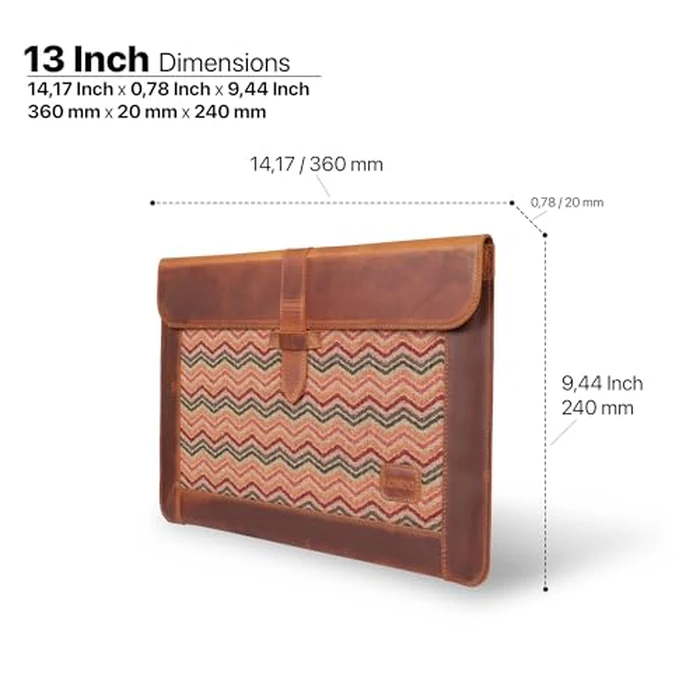 LONDO Leather Sleeve Compatible with MacBook Pro 14 & Air 13-13.3 Inch (M5, M4, M3, M2, M1, Pro, Max) & iPad Pro 12.9, Premium Top Grain Leather Laptop Bag, Camel 2020 to 2026 Models by Londo - Image 5