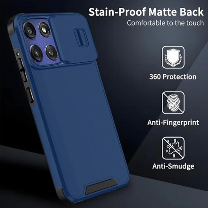 Lokyoo for Moto G Stylus 5G 2025 Case with Sliding Camera Cover + 2 Packs Screen Protector, 2 in 1 Heavy Duty Full Shockproof Hard PC+Soft Silicone Drop Protective Phone Case -Blue by Lokyoo - Image 5