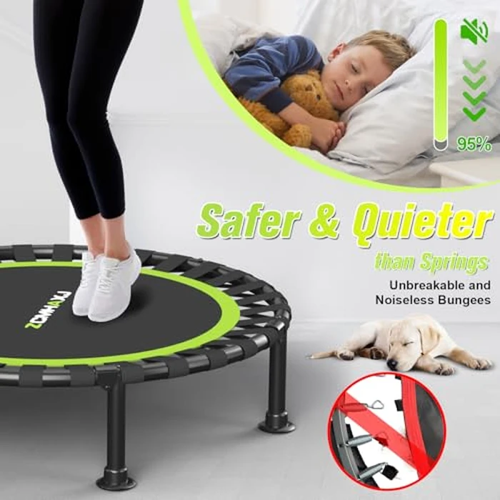 Foldable Mini Trampoline, 40" Rebounder Trampoline for Adults & Kids, 450lbs Capacity with U-Shaped Adjustable Bar, Indoor Fitness Workout Exercise Equipment by ZCMHAXJ - Image 5