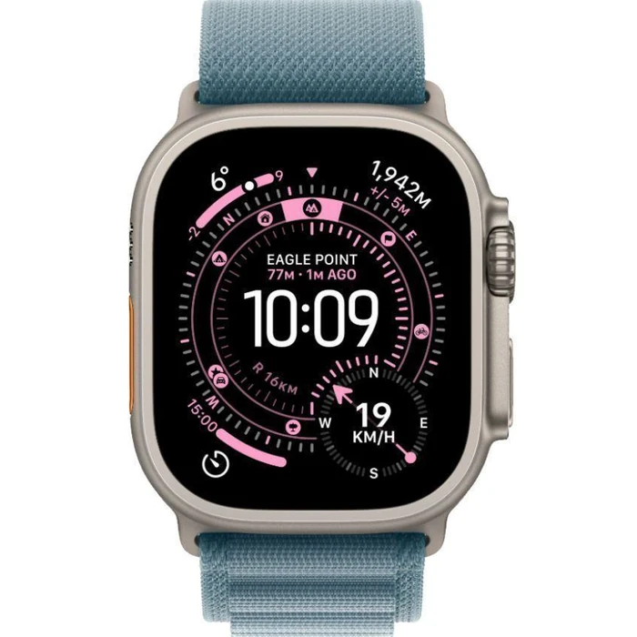 Apple Watch Ultra 3 - 64GB - 49mm - Natural Titanium Case with Light Blue Titanium Alpine Loop Band - Small Size by Apple - Image 1