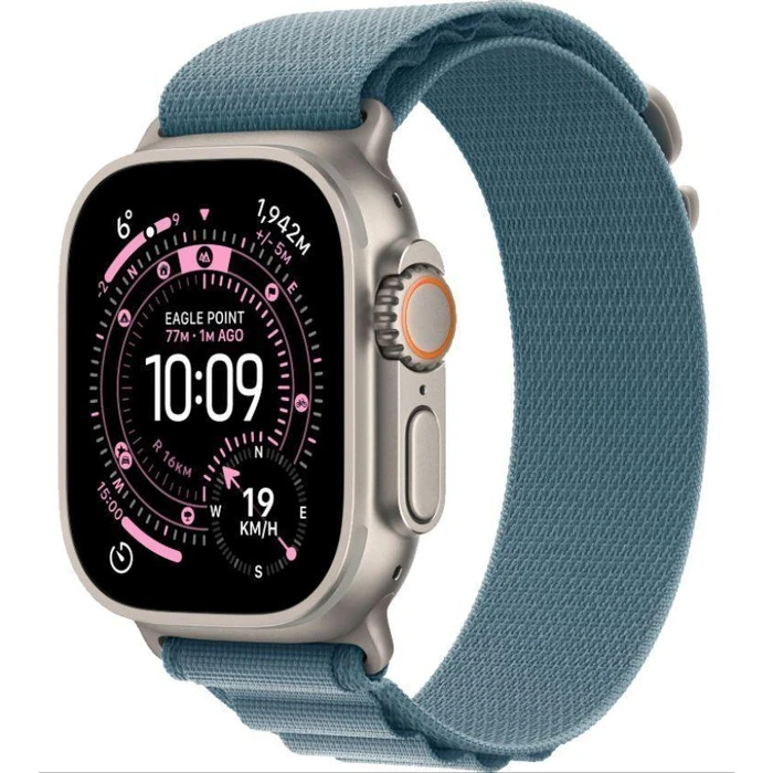 Apple Watch Ultra 3 - 64GB - 49mm - Natural Titanium Case with Light Blue Titanium Alpine Loop Band - Small Size by Apple - Image 2