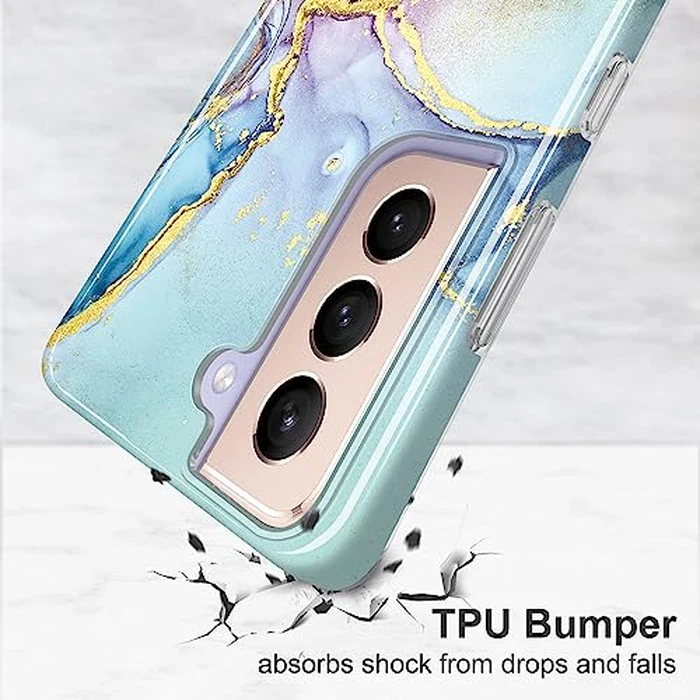 JIAXIUFEN Galaxy S21 Case Gold Sparkle Glitter Marble Slim Shockproof TPU Soft Rubber Silicone Cover Phone Case for Samsung Galaxy S21 5G 6.2 inch Purple Blue by JIAXIUFEN - Image 4
