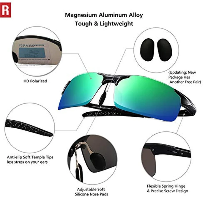 ROCKNIGHT Mens Sunglasses Polarized Shades Green Hiking Outdoor Fishing Golf by ROCKNIGHT - Image 4