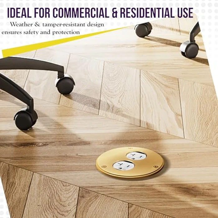 ENERLITES 975501-C Screw Cap Floor Box Cover, 4" Diameter, 20A Tamper-Weather Resistant Receptacle Outlet, Watertight Gaskets, 975501-C, UL Listed by ENERLITES - Image 6