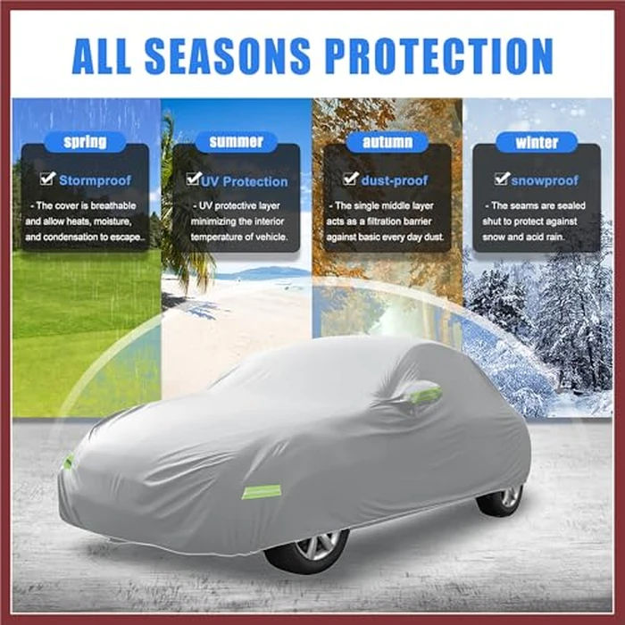 HEROFFIX for Volkswagen New Beetle Cover Car Cover for Volkswagen New Beetle 1998-2019 Outdoor Full Car Cover All Weather Protection with Zipper Silver Tone Replace Parts by HEROFFIX - Image 2
