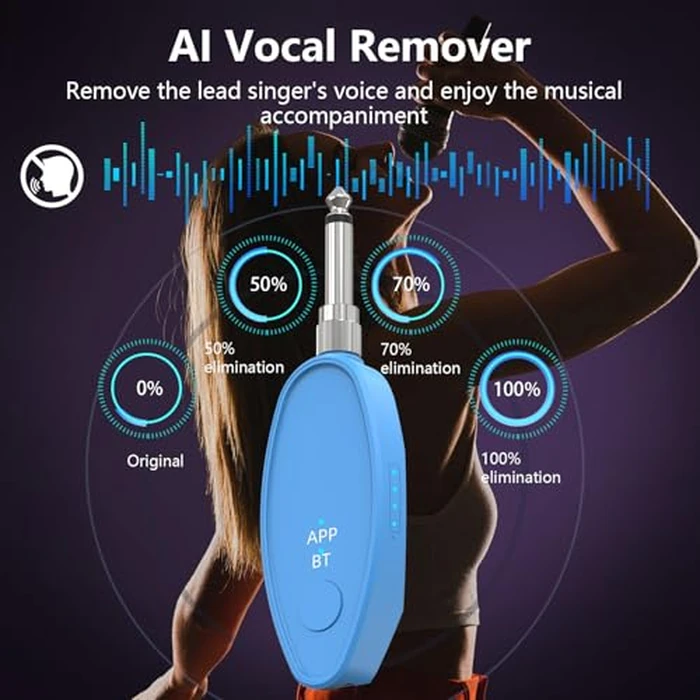AI Vocal Remover, Portable Bluetooth Real-Time Vocal Removal Device with APP Control Voice Elimination for Karaoke Machine Music Practice, Home Speaker Accessories with 6.35mm/3.5mm Audio Jack Adapter by Enituo - Image 2