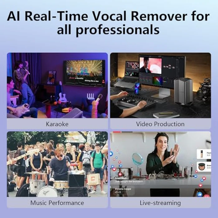 AI Vocal Remover, Portable Bluetooth Real-Time Vocal Removal Device with APP Control Voice Elimination for Karaoke Machine Music Practice, Home Speaker Accessories with 6.35mm/3.5mm Audio Jack Adapter by Enituo - Image 6