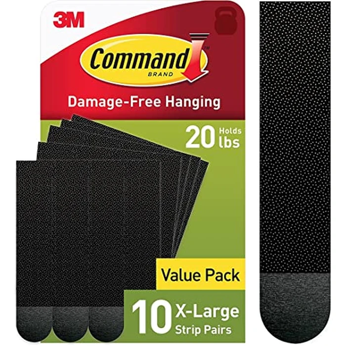 Command 20 lb XL 10 Pairs Heavyweight Picture Hanging Strips (20 Strips), Damage-Free Hangers for Picture Frames, No Tools Required, Ideal for Home Room Wall Decor, Black Adhesive by Command - Used - Very Good condition