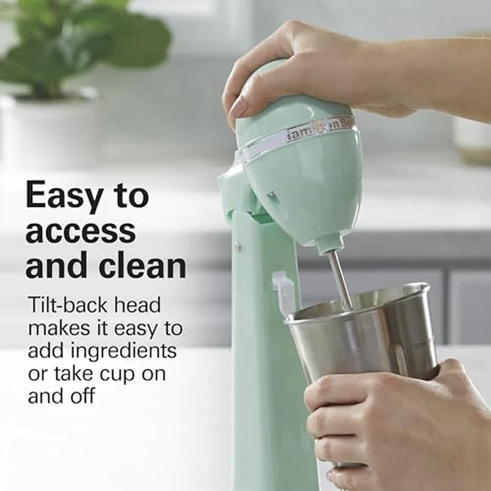 Hamilton Beach DrinkMaster Electric Drink Mixer, Retro Milkshake Maker & Milk Frother, 2 Speeds, Extra-Large 28 oz. Stainless Steel Cup, Mint by Hamilton Beach - Image 4
