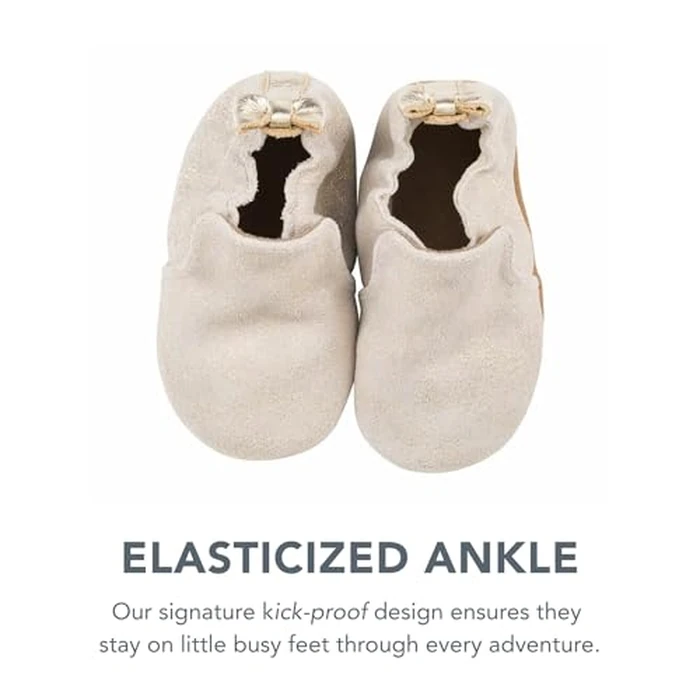 Robeez Baby Girls and Unisex Soft Soles Slip-Resistant Crib Shoes Slippers Moccasins for Infant and Toddler - Gold Shimmer - 6-12 Months by Robeez - Image 3