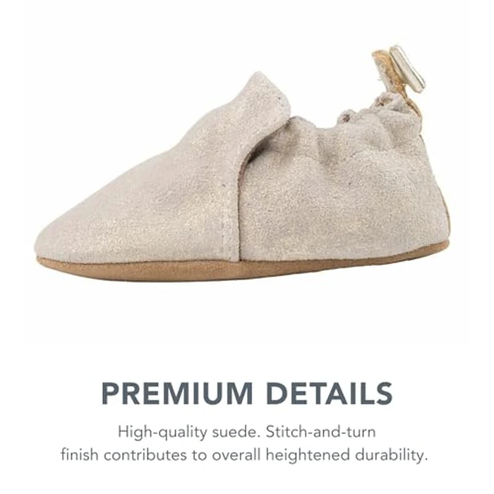 Robeez Baby Girls and Unisex Soft Soles Slip-Resistant Crib Shoes Slippers Moccasins for Infant and Toddler - Gold Shimmer - 6-12 Months by Robeez - Image 4