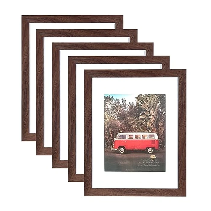 Scholartree Brown 11x14 Picture Frames Set of 5, Display 11x14 without Mat or 8x10 with Mat，Wall Gallery Photo Frames by Scholartree - Image 1