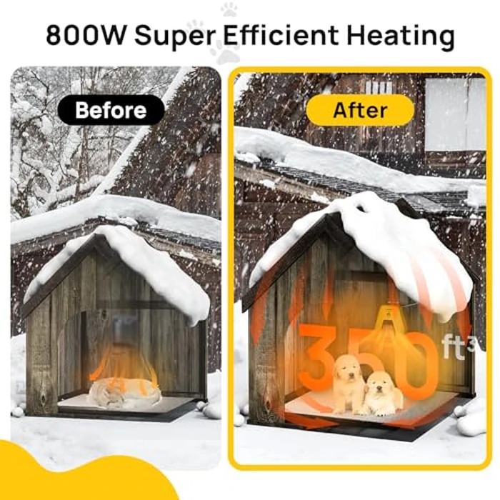 TURBRO Neighborhood DH800A Dog House Heater 800W, Wall Mount, 10ft Anti Bite Cord, Waterproof Control, Overheat Protection, Electric Warmer for Hound Kennel Cat Cage Chicken Coop, UL Test Passed by TURBRO - Image 3