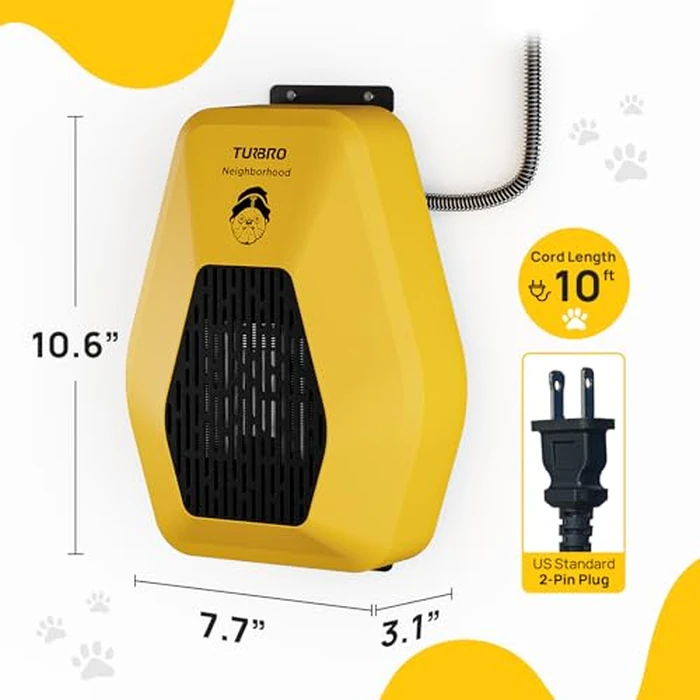 TURBRO Neighborhood DH800A Dog House Heater 800W, Wall Mount, 10ft Anti Bite Cord, Waterproof Control, Overheat Protection, Electric Warmer for Hound Kennel Cat Cage Chicken Coop, UL Test Passed by TURBRO - Image 8