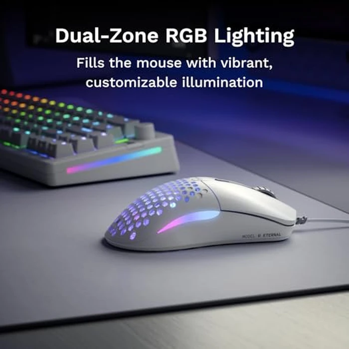 GLORIOUS Model O Eternal Ultralight RGB Gaming Mouse - Wired - 55g Lightweight - Customizable RGB Lighting - 6 Programmable Buttons - Symmetrical Design - 12K DPI Optical Sensor - PC/Mac - White by GLORIOUS - Image 4