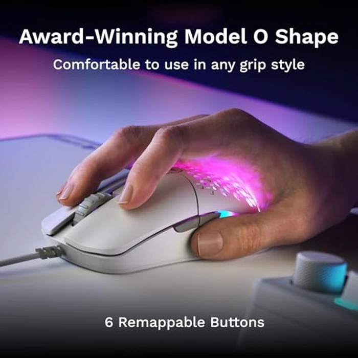 GLORIOUS Model O Eternal Ultralight RGB Gaming Mouse - Wired - 55g Lightweight - Customizable RGB Lighting - 6 Programmable Buttons - Symmetrical Design - 12K DPI Optical Sensor - PC/Mac - White by GLORIOUS - Image 5