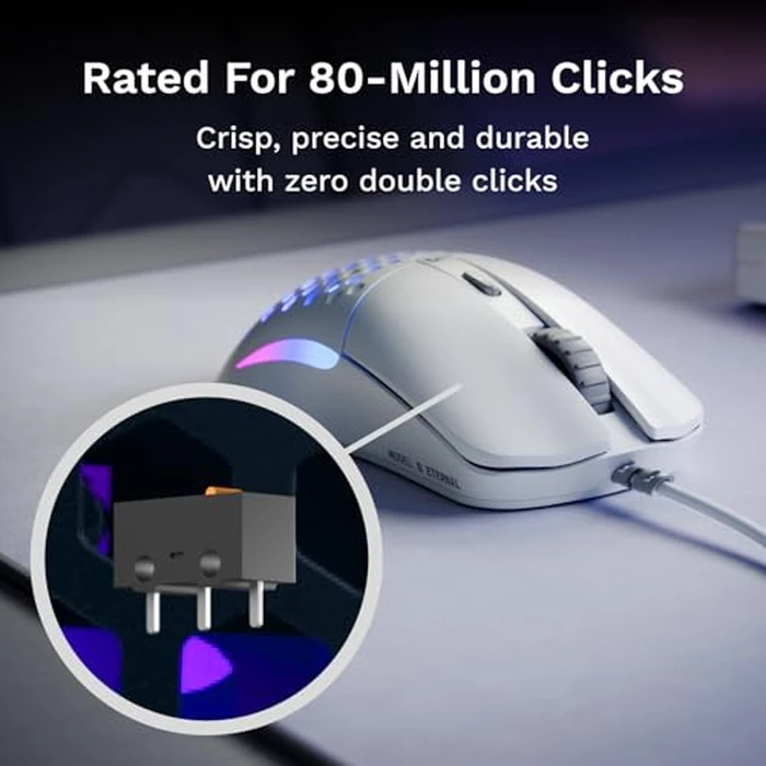 GLORIOUS Model O Eternal Ultralight RGB Gaming Mouse - Wired - 55g Lightweight - Customizable RGB Lighting - 6 Programmable Buttons - Symmetrical Design - 12K DPI Optical Sensor - PC/Mac - White by GLORIOUS - Image 6