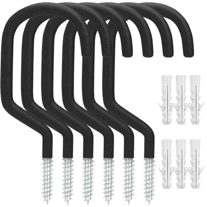 Etoolia 6 Pack Heavy Duty Garage Bike Storage and Utility Hooks-5.7 Inches for Garage Wall and Ceiling-Garage Hooks for Hanging Bicycle,Hose,Cords,and Garden Tools by Etoolia - Image 1
