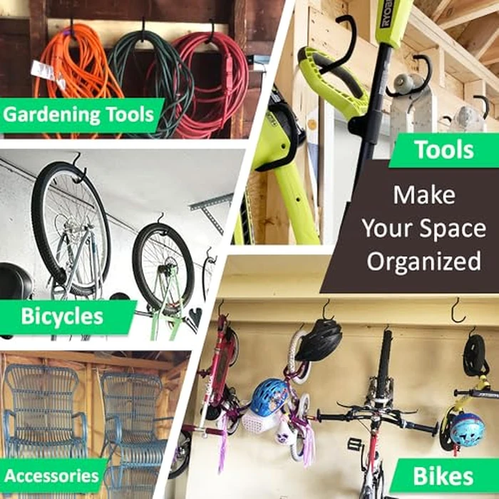 Etoolia 6 Pack Heavy Duty Garage Bike Storage and Utility Hooks-5.7 Inches for Garage Wall and Ceiling-Garage Hooks for Hanging Bicycle,Hose,Cords,and Garden Tools by Etoolia - Image 3