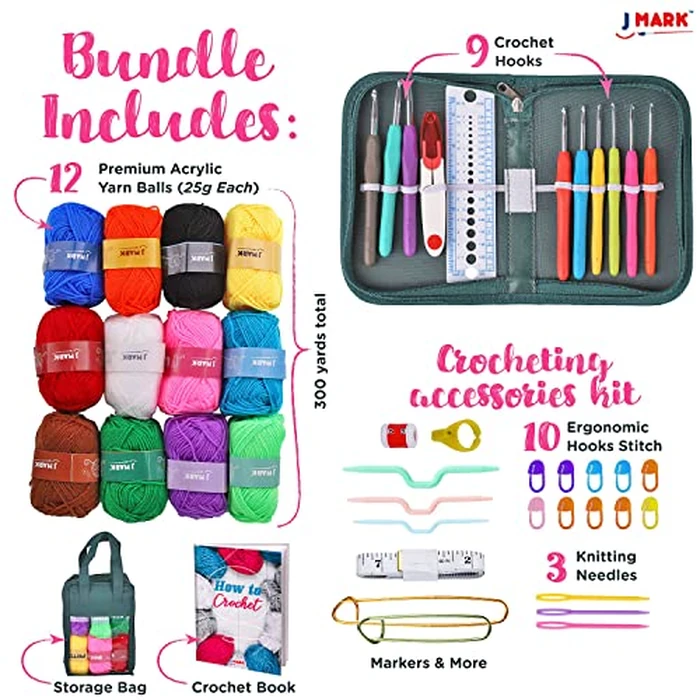 J MARK Acrylic Crochet Kit for Beginners - Premium Crochet Starter Kit for Adults Bundle by J MARK - Image 2