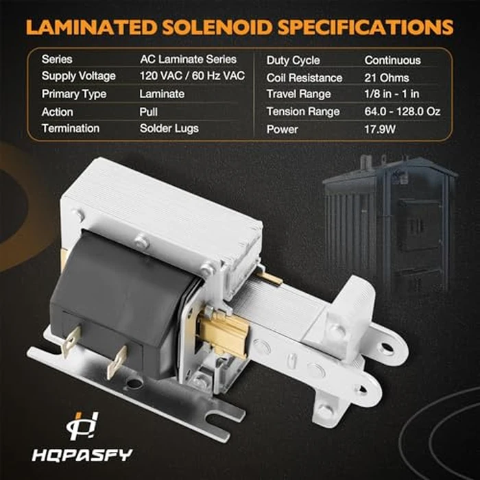 HQPASFY 2005-M-1 Laminated Solenoid, 4X240 Wood Boiler Solenoid Compatible with All WoodMaster (WM), Pull, Continuous Duty, 120VAC Coil Volts by HQPASFY - Image 3