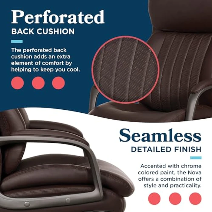 La-Z-Boy Nova Executive Office Chair - Ergonomic High Back Desk Chair with AIR Lumbar Support - Comfortable ComputerChair for Home Office - Vegan Leather - Brown by La-Z-Boy - Image 5