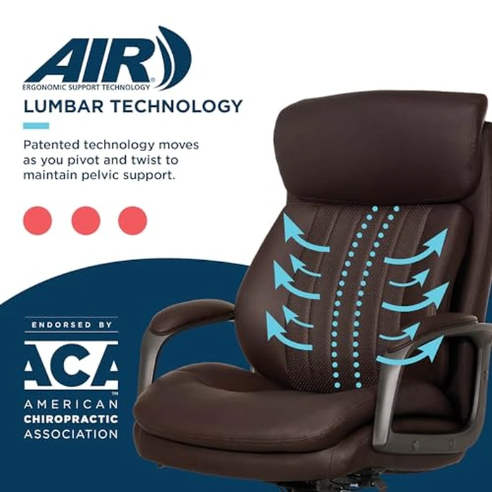 La-Z-Boy Nova Executive Office Chair - Ergonomic High Back Desk Chair with AIR Lumbar Support - Comfortable ComputerChair for Home Office - Vegan Leather - Brown by La-Z-Boy - Image 6