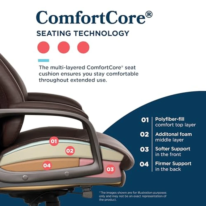 La-Z-Boy Nova Executive Office Chair - Ergonomic High Back Desk Chair with AIR Lumbar Support - Comfortable ComputerChair for Home Office - Vegan Leather - Brown by La-Z-Boy - Image 7