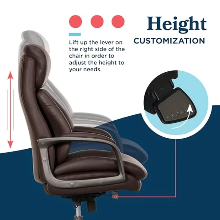 La-Z-Boy Nova Executive Office Chair - Ergonomic High Back Desk Chair with AIR Lumbar Support - Comfortable ComputerChair for Home Office - Vegan Leather - Brown by La-Z-Boy - Image 9