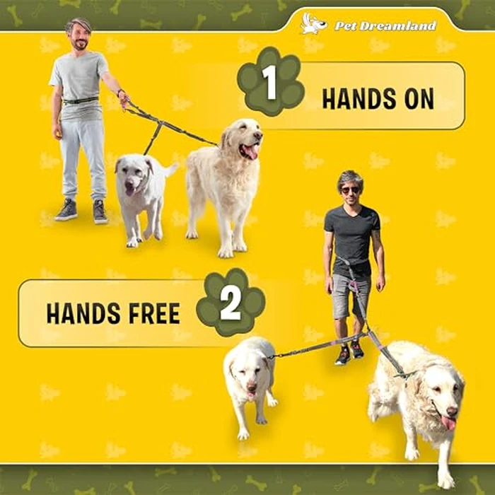 Pet Dreamland Exquisite Hands Free Double Dog Leash for 2 Dogs - Laisse Double Pour 2 Chiens - No Tangle Splitter - Waist Lead for Walking, Running - You Will Love It by Pet Dreamland - Image 6