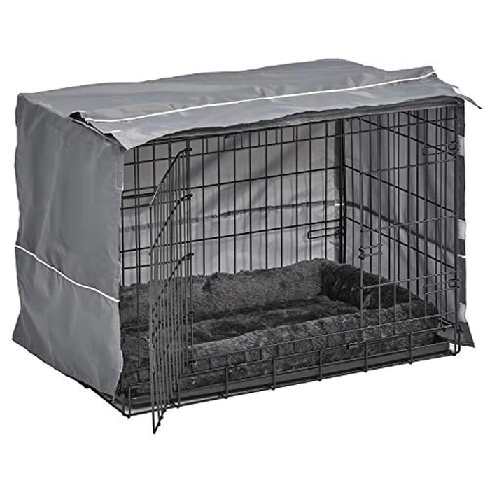 New World Pet Products Double Door Dog Crate Kit Includes One Two-Door Dog Crate, Matching Gray Dog Bed & Gray Dog Crate Cover, 30-Inch Kit Ideal for Medium Dog Breeds, B30DD-KIT by MidWest Homes for Pets - Image 3