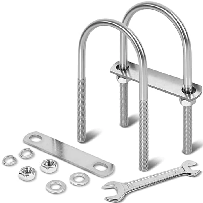 ZYUAROM 2 Sets M10 U Bolts 3 Inch Wide, 3/8" x 3"W x 6" L 304 Stainless Steel U Bolt Heavy Duty for Boat Trailer with Nuts, Bolt Plate and Washers (2, M10 x 78mm x 162mm) by ZYUAROM - Used - Like New condition - US$12.98