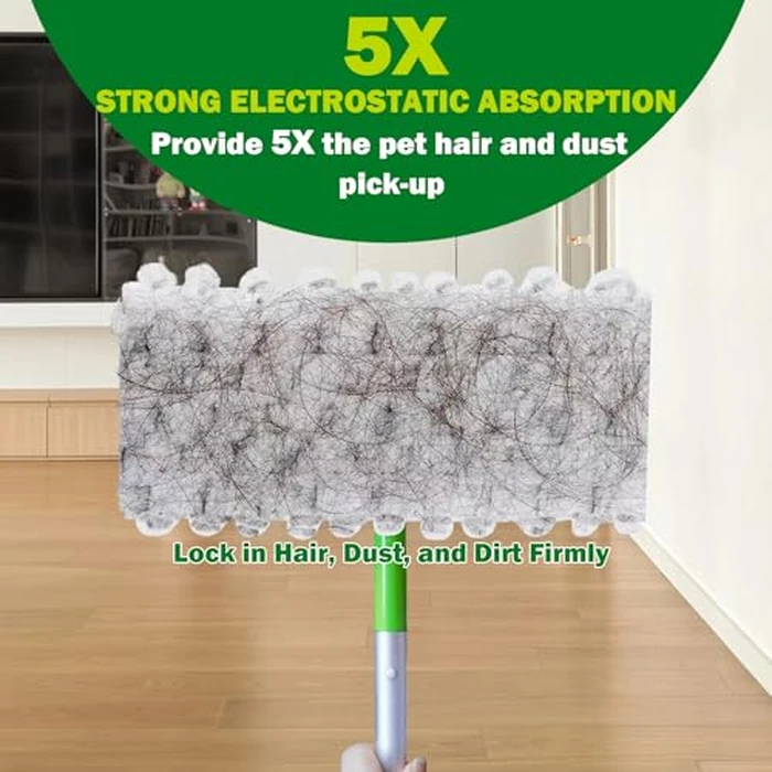 SoliFairy Heavy Duty Dry Sweeping Cloth Refills for Swiffer Sweeper Mop, Sweeper Pet Dry Pad Refills to Clean Dust, Pet Hair, Dirt, Floor Duster Mop Pads, 100 Count by SoliFairy - Image 6
