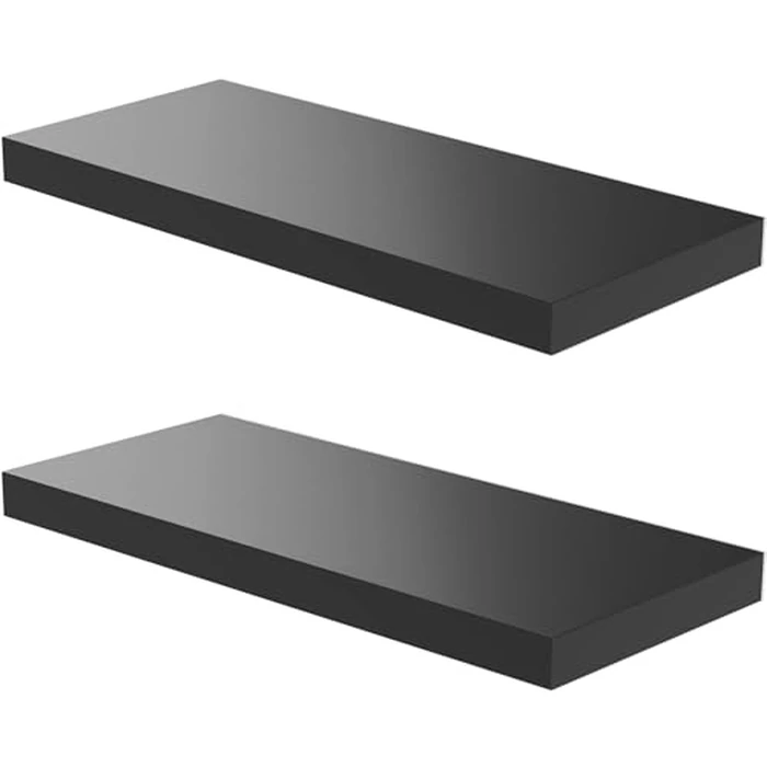 JPND Floating Shelf, Set of 2 Wall Shelf, 30 in W x 12.75 in D x 2 in H Wooden Floating Wall Shelf with Invisible Brackets for Living Room/Bedroom/Bathroom/Kitchen Storage and Decor, Dark Black by JPND - Used - Like New condition
