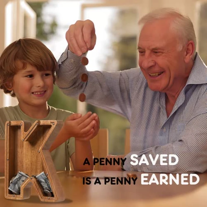 Piggy Bank for Kids Boys Girls, Wooden Large Letter Piggy Bank Alphabet Money Bank with Initial K, Coin Bank Fun Gifts for Birthday, Christmas, Festival, Baby Shower by ladenk - Image 6