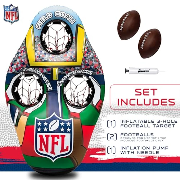 Franklin Sports NFL Inflatable Target Toss Game - Kids Mini Football Throwing Game Set - Portable Indoor + Outdoor Toy Football Target + Mini Footballs - 51" by Franklin Sports - Image 2