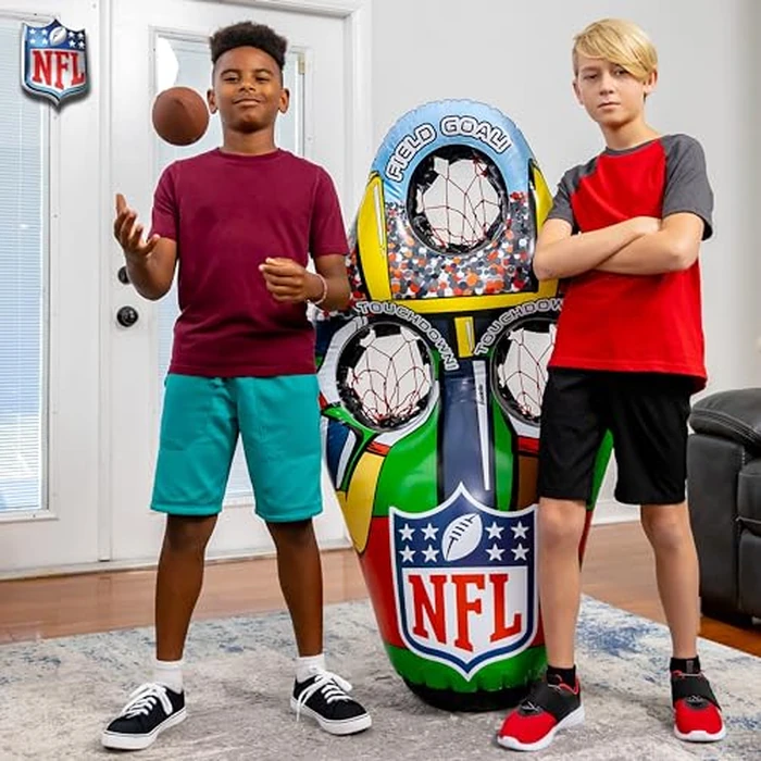 Franklin Sports NFL Inflatable Target Toss Game - Kids Mini Football Throwing Game Set - Portable Indoor + Outdoor Toy Football Target + Mini Footballs - 51" by Franklin Sports - Image 4