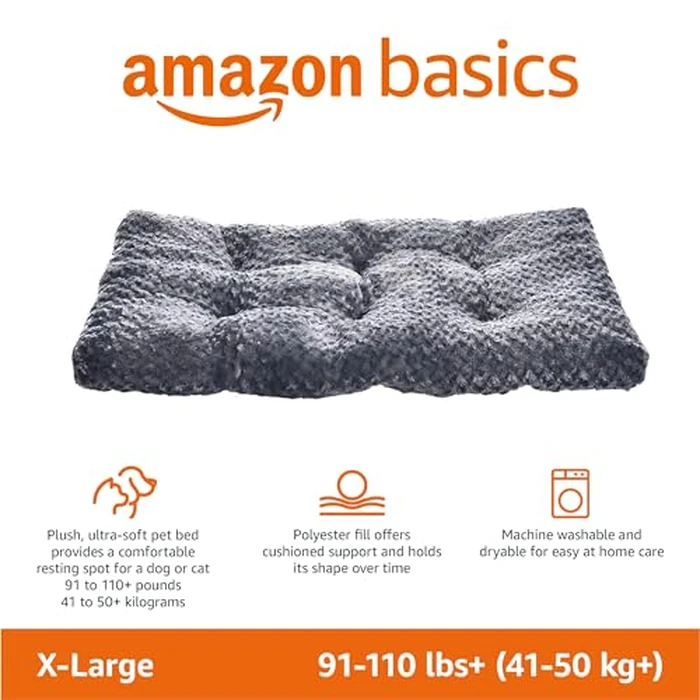 Amazon Basics Pet Dog Bed Pad - 46 x 29 x 4 Inch, Grey Swirl by Amazon Basics - Image 2