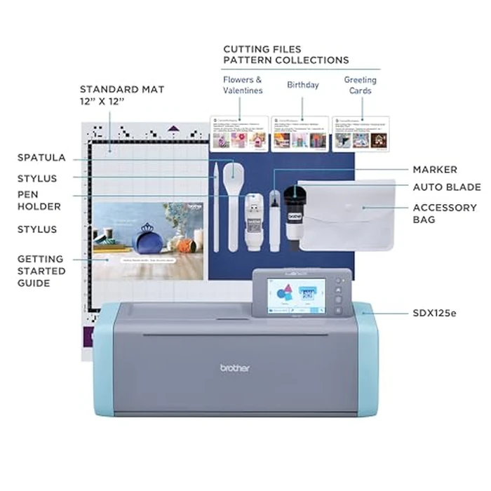 Brother ScanNCut SDX125E Electronic DIY Cutting Machine with Scanner, Make Custom Stickers, Vinyl Wall Art, Greeting Cards and More with 682 Included Patterns by Brother - Image 8